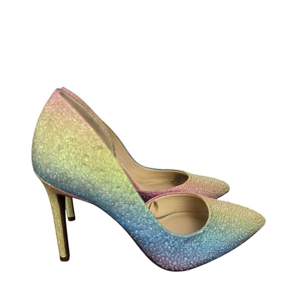 Jessica Simpson Pazula Sz 6 M Crystal Pastel Rainbow Ombre D’orsay Heels - Picture 6 of 15